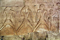 الخط الأفقي بين أحجار معبد أبيدوس